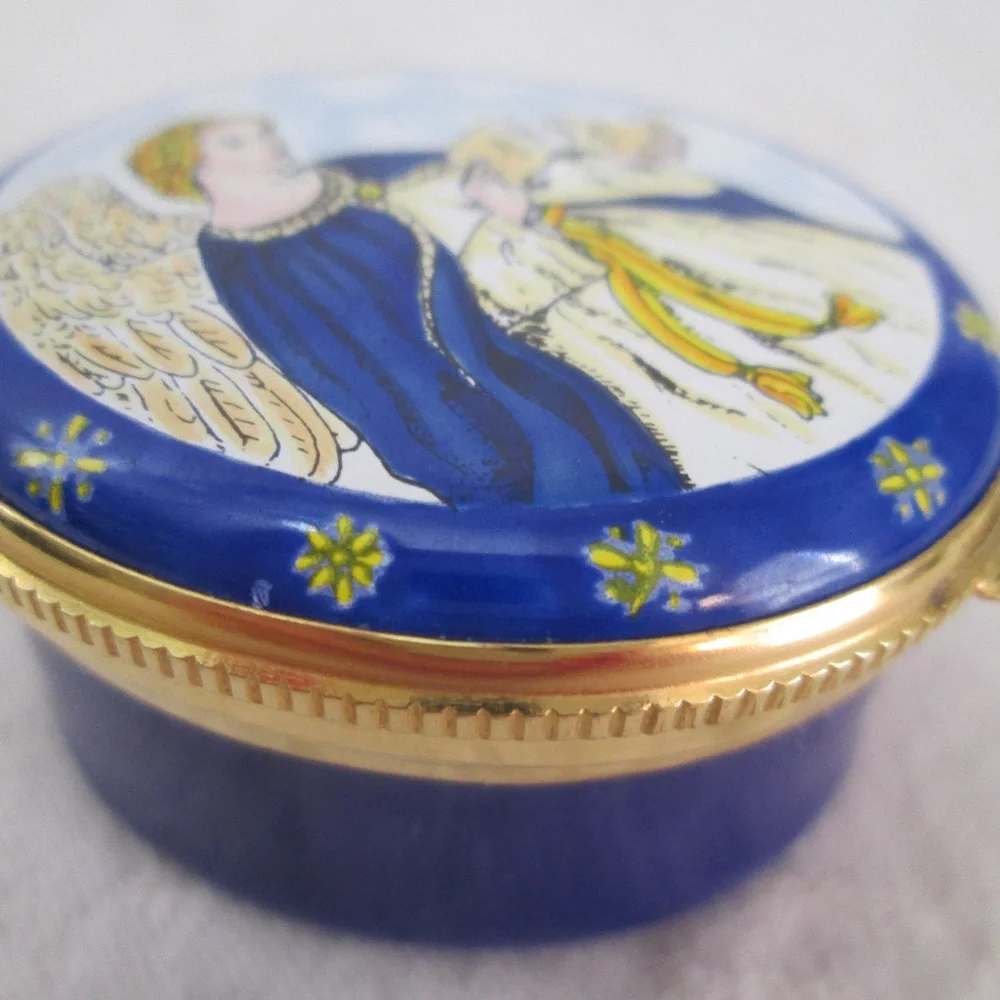 Crummles Enamel Trinket Box 1991 BLUE ANGEL Angels